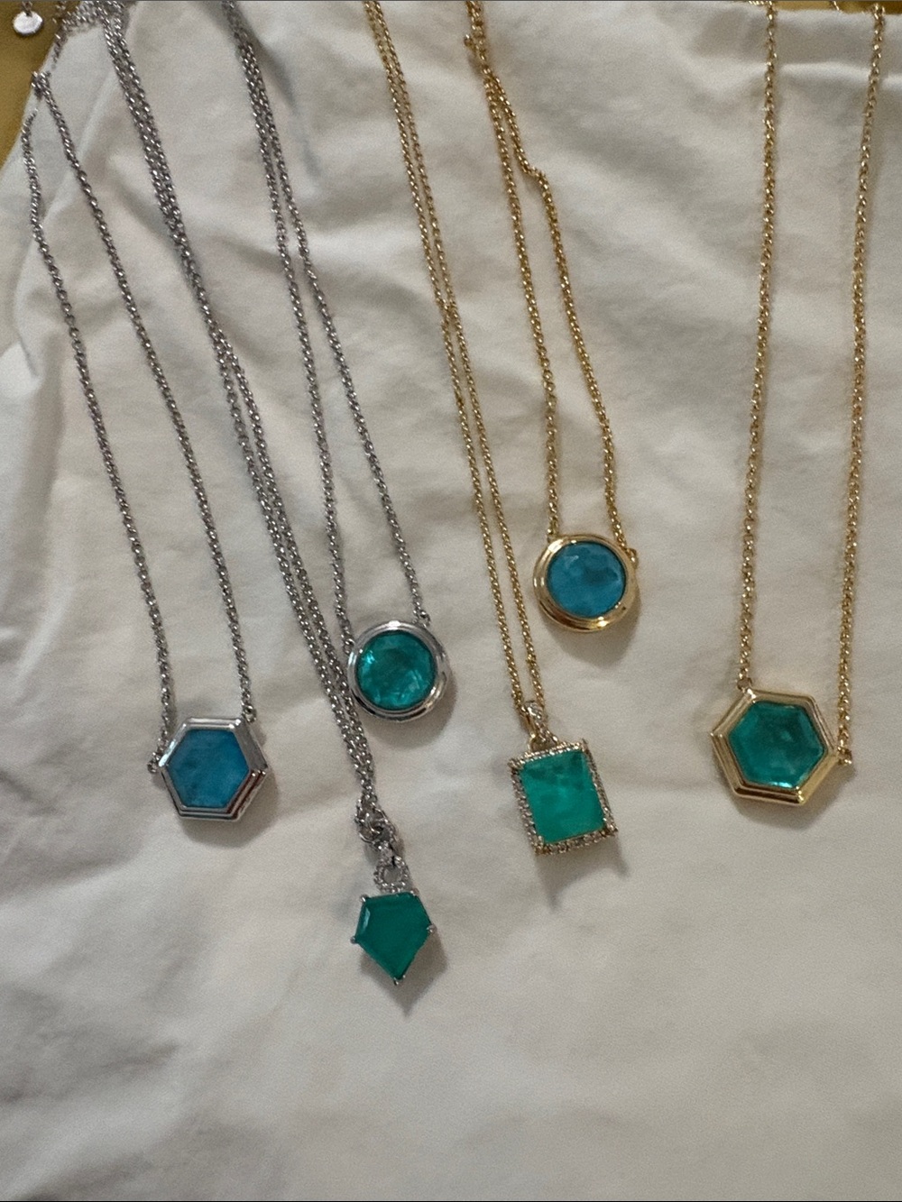 Turquoise Gemstone Pendant Necklace Collection in Gold and Silver for all 6
